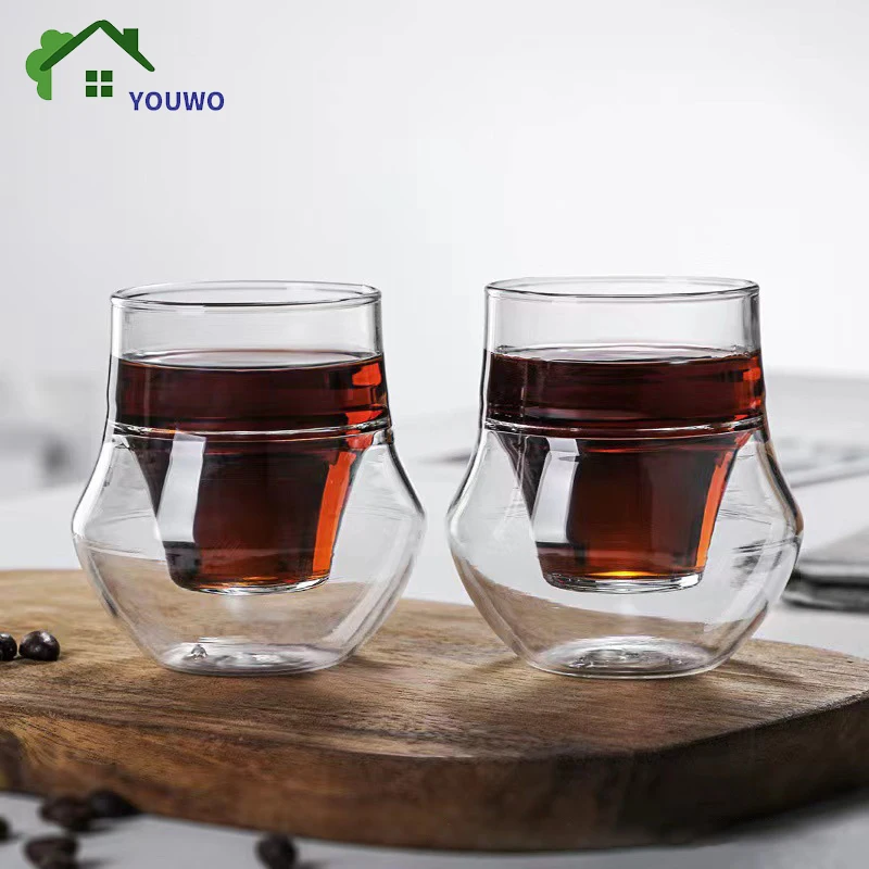 250ml Double Wall Glass Espresso Cups With Dish And Spoon Heat Resistant  Handle Coffee Mug Fresh Ground Coffee Cup Set - AliExpress