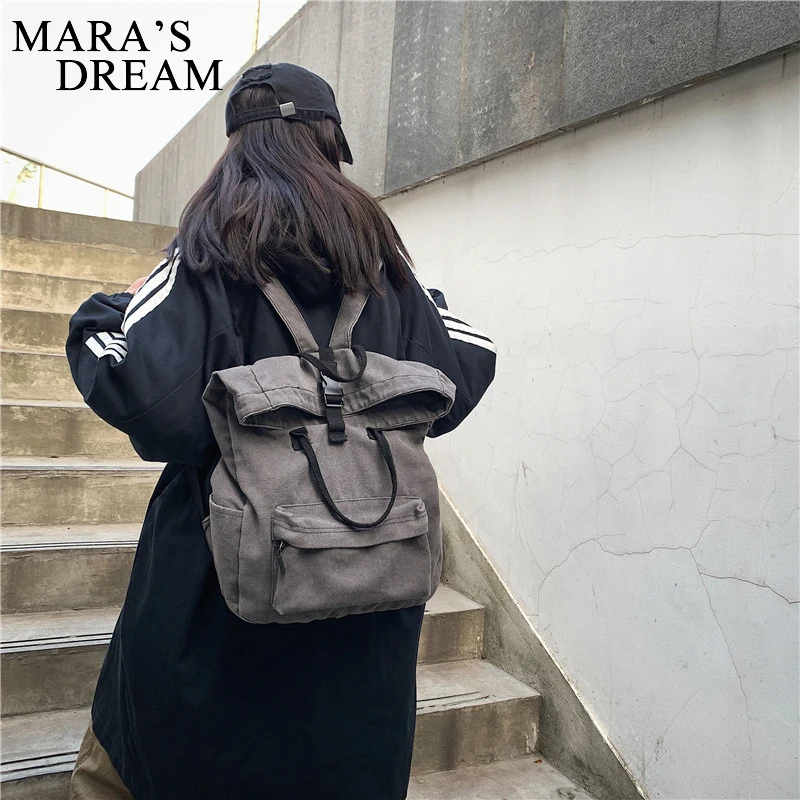 Mara's Dream Washed Canvas Bag Women Large Capacity Backpack Schoolbag Leisure Travel Backpack