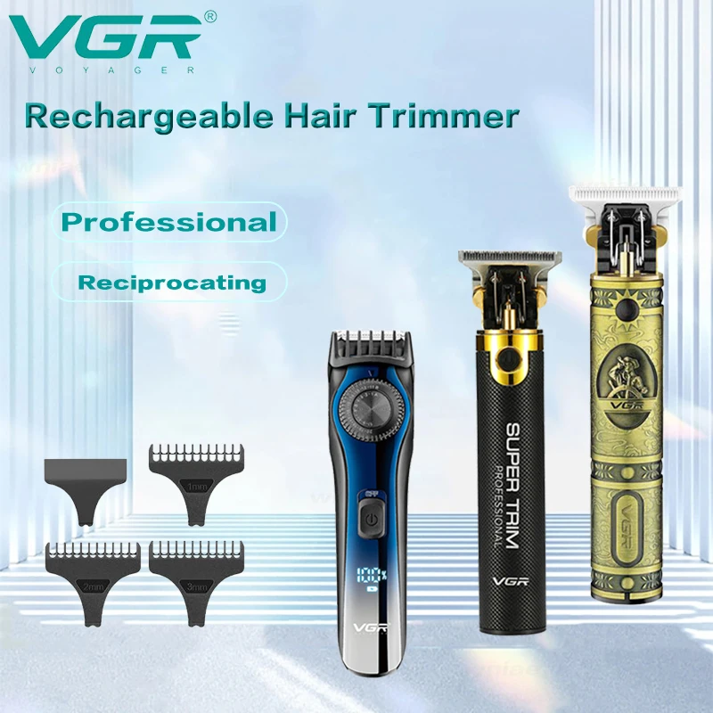 

VGR Cordless Trimmer Electric Haircut Barber Machine LCD Screen Hair Clipper Rechargeable Beard Trimmer For Men V-080/V-085