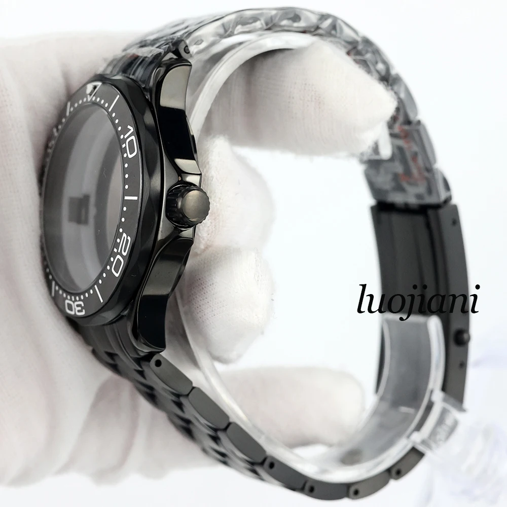 41mm Black PVD NH35 Watch Case and bracelet Stainless Steel 10ATM Waterproof fit NH35 NH36 Movement 31MM dial Seamaster 300 Case