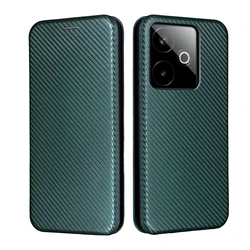 Carbon Fiber Flip Book Stand Card Wallet Leather Case Cover for Realme Narzo 80 Pro (Green)
