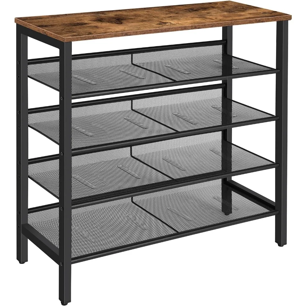 5-Tier Shoe Storage Unit Flat & Slant Adjustable Shoe Organizer Shelf for 16 Pairs, Durable and Stable, Shoes Cabinets 2