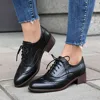 Plus Size 48 Retro Women Carved Wings Pumps Pointed Toe Lace Up Block Heels Brogue Shoes Preppy Pumps For Women 5