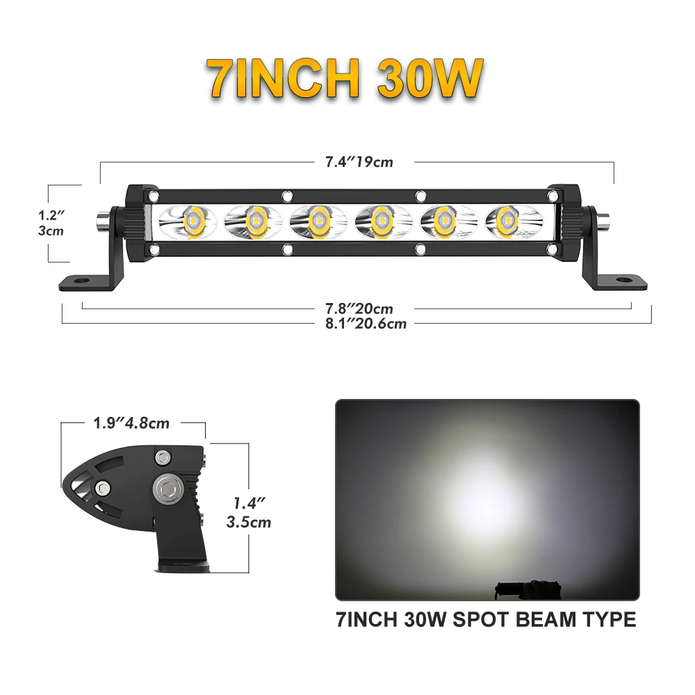 בר לדים לרכב שטח לבן חיצוני נגד מים, 3 גדלים שונים לבחירה – תמונה 2