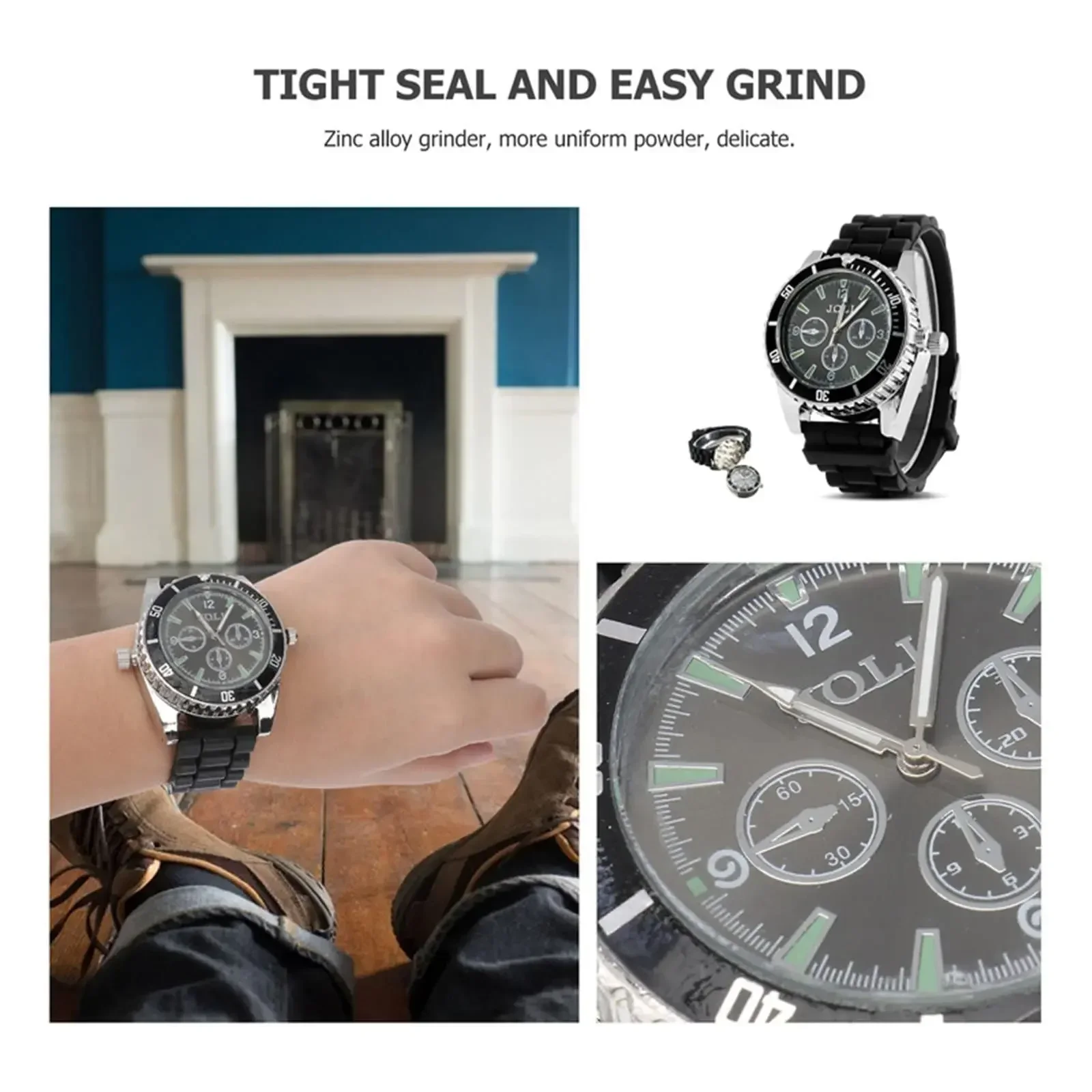 40mm Watch Dial Dry Herb Herbal Crusher Grinders for Smoking Tool High Quality Zinc Alloy Tobacco Grinder Kitchen Spices Mills 4
