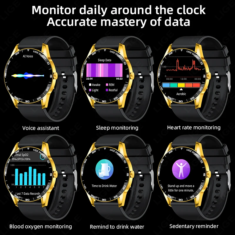 LIGE New Smartwatch Women Men 1.38-inch Smart Watch Message Notification iOS Android Smartwatches Fitness Bluetooth Call Watches