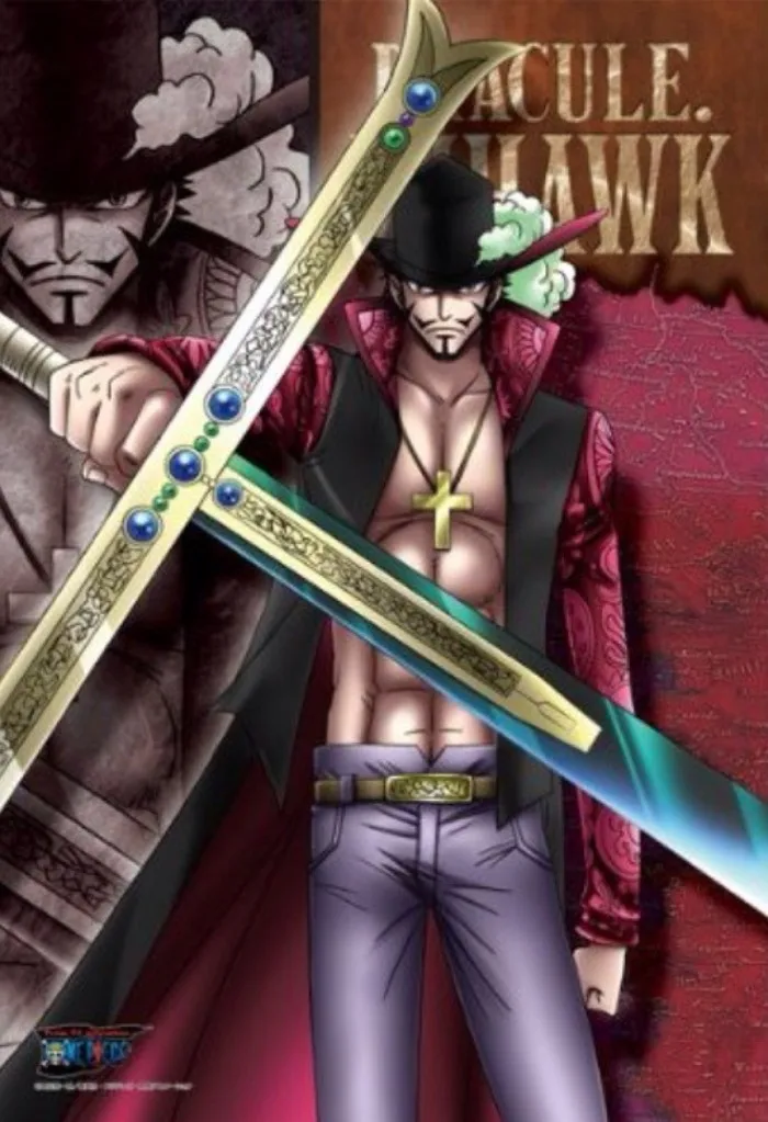 Anime de Joias Uma Peça Dracule Mihawk Colar Cruzado Pingente Espada Espada  Olhos De Águia Vintage