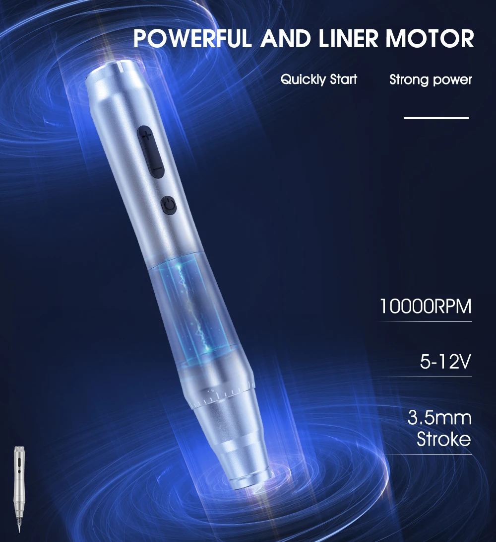 Nuova macchina per tatuaggi Wireless penna per tatuaggi rotativa batteria originale per alimentazione motore tedesca 2400mAh corsa di ricarica rapida 3.5mm - immagine 6