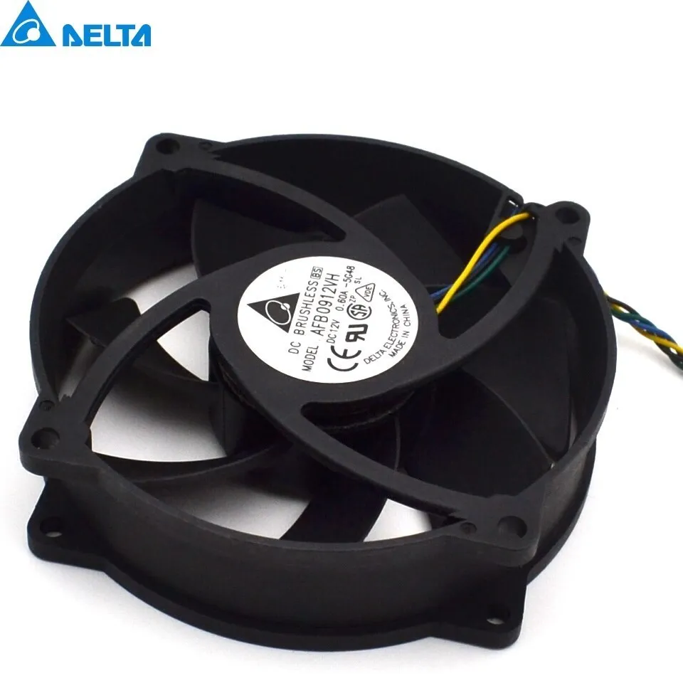 Free Shipping 9025 9CM Round Fan 4 Line Ball AFB0912VH 12V 0.60A Hole 7.2CM for delta