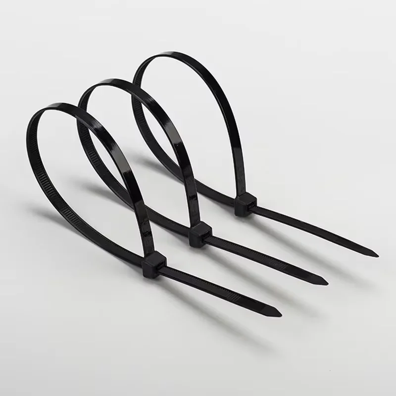 Selbstsichernde Kunststoffbefestigung, 100 Stück, Kabelbinder, Reißverschlussring, 4 x 200, schwarz, 5 x 300 Kabelbinderband, Nylon-Kabelbinder-Set – Detail 3