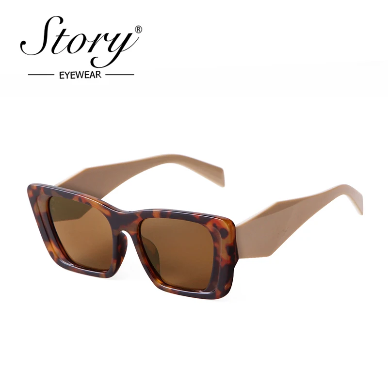 

STORY Vintage Thick Frame Square Sunglasses Women Men 2022 Brand Designer 90s Trendy Tortoiseshell Oversized Sun Glasses S3969K