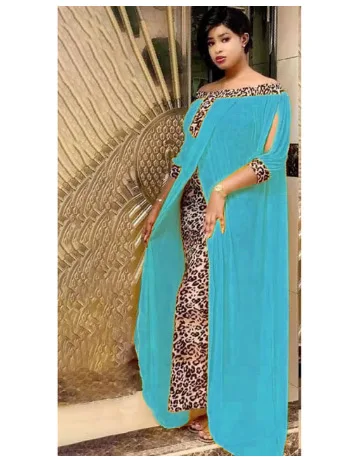 african suit Women's Leopard Slash Neck African Long Maxi Dress Off The Shoulder Backless Daily Evening Party Dress African Dresses For Women african style clothing Africa Clothing