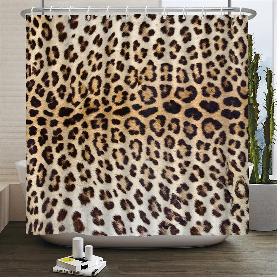 Tenda da doccia stampata con motivo leopardato 1PCJungle