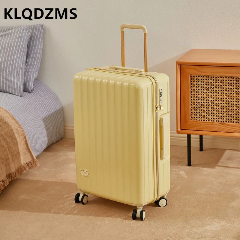 KLQDZMS Macaron Color Mute Universal Wheel Luggage PC High-Quality Suitcase Female Student Trolley Case 20