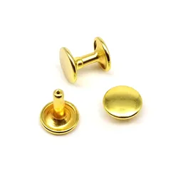 Premium Metal Double Cap Round Rivet Stud Set for Leather Crafting and Accessories - 100 Sets of 6/8/10mm Rivets (Golden)