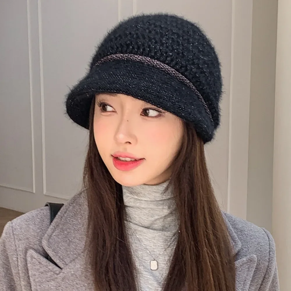 Korean Winter Pile Has for Women Thermal Pullover Hat Caps Fashion Outdoor Wide Brim Ear Protection Warm Skullcap Beanies Female