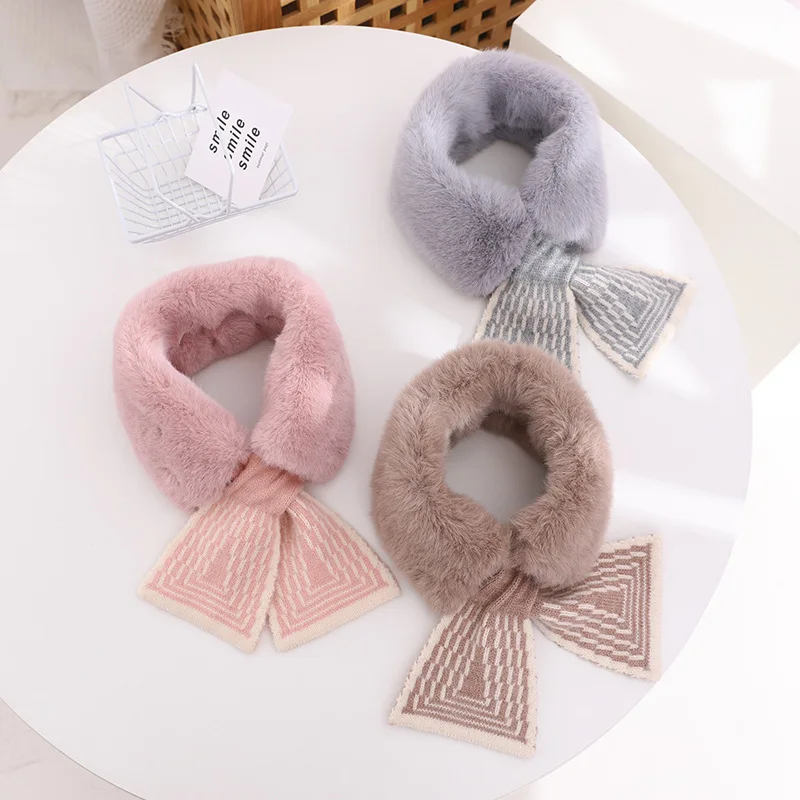 Winter Soft Plush Baby Girl Scarf Fashion Soft Faux Rabbit Fur Collar Scarf Children Neck Warmer Kids Scarves Girl Muffler Gifts