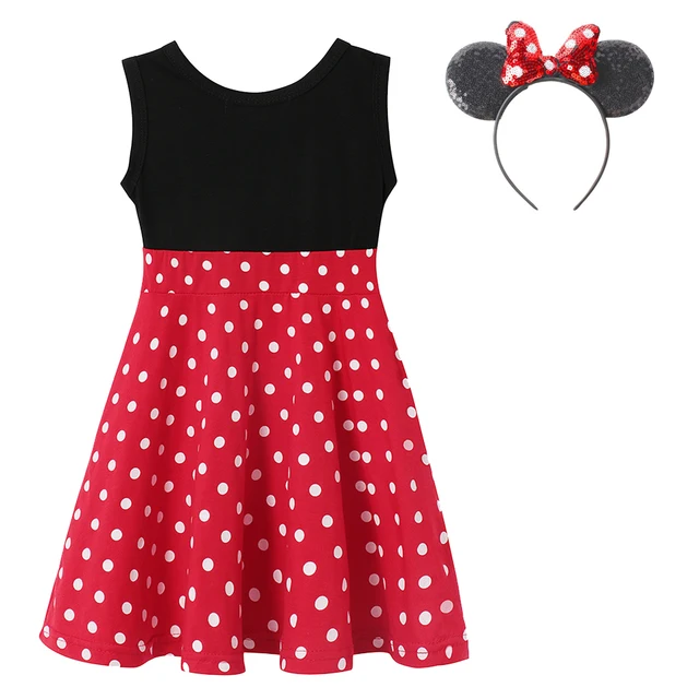 Kids Summer Casual Dress Disney Frozen Princess Elsa Anna Girls Clothes Vestido Rapunzel Snow White Moana Brithday Party Costume Minnie1439Y-1