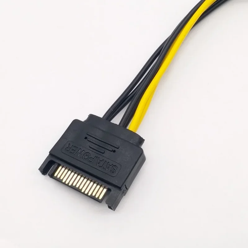 Power Cable SATA Power Cable Extension 20cm 15 Pin SATA To 8 Pin(6 + 2) PCI-E