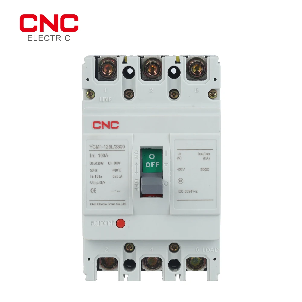 

CNC YCM1-125L MCCB 3P 100A Plastic Molded Case Circuit Breaker 8kA ​Short-circuit Breaking Capacity Distribution Apparatus