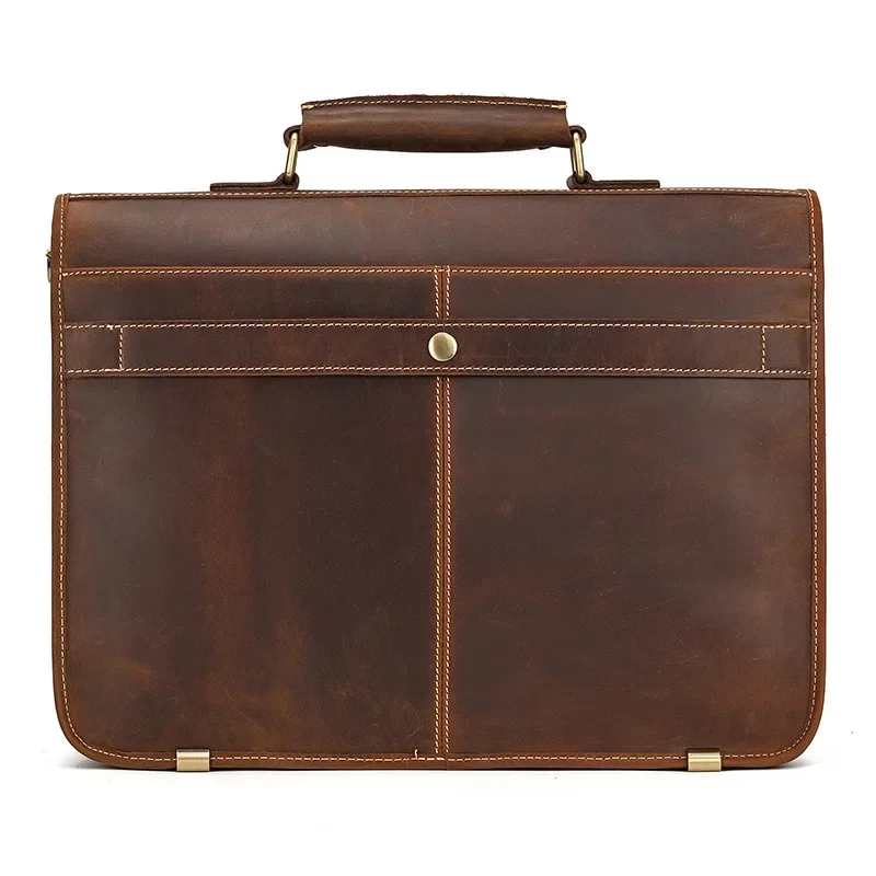 Vintage Leather Business Briefcase Messenger Bag for Men