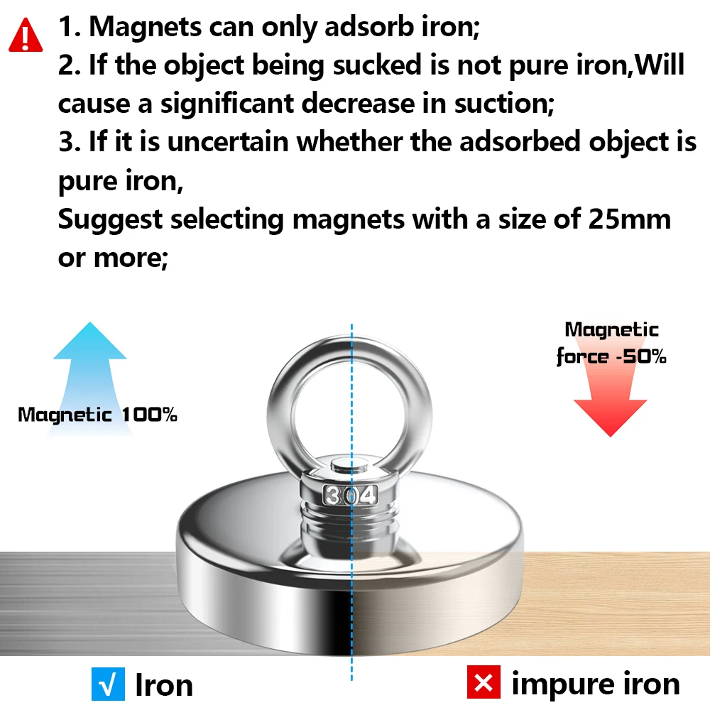 Fishing Magnets D16~D42mm Super Strong Neodymium N52 Heavy Duty Rare Earth Countersunk Hole Eyebolt Salvage