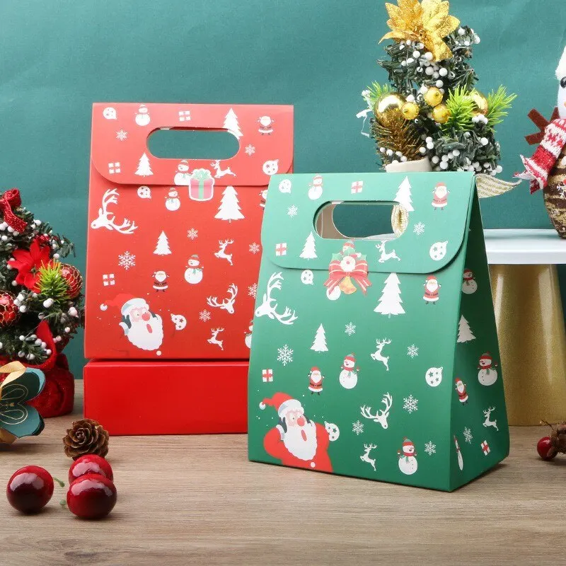10/20 stücke Frohe Weihnachten Süßigkeiten Geschenk Box mit Tag Kraft Papier Cookies Geschenk Verpackung Taschen Party Dekoration neue Jahr 2025 – Detail 1