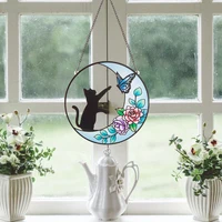 Suncatcher Moon Cat Acrylic Colorful Suncatcher Hanging Decoration Suitable For Bedroom Living Room Terrace Wall Gable Window 1