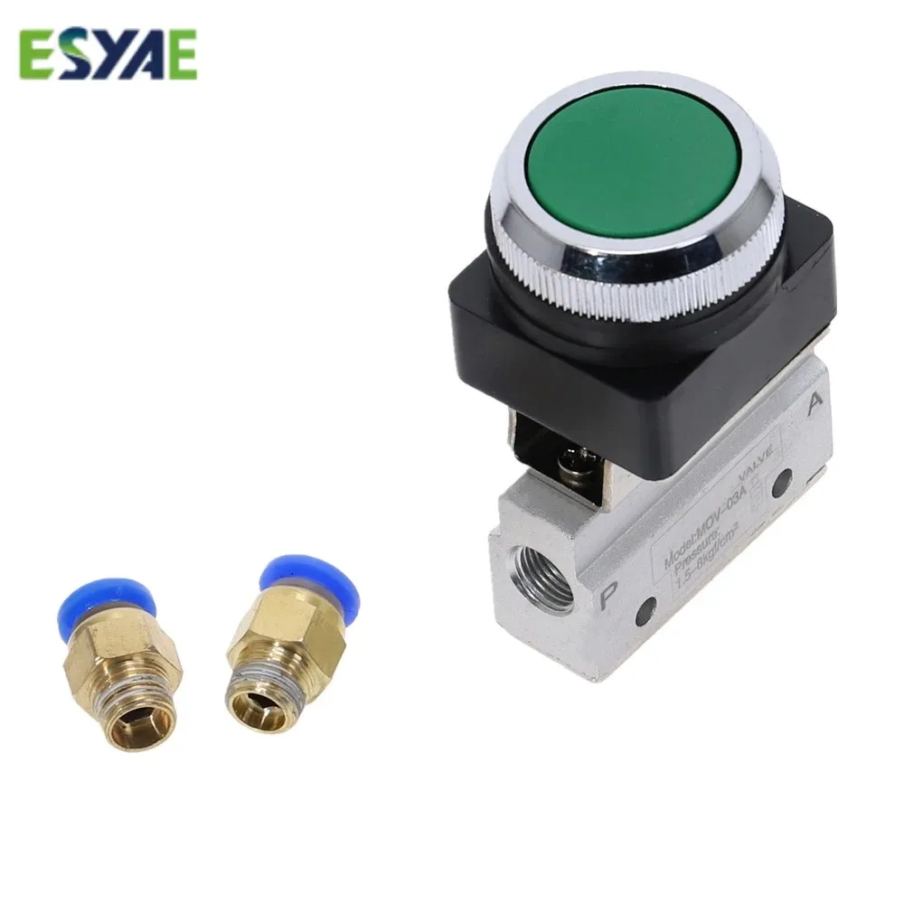 

1pcs Mechanical valve 1/8" Thread 2 Position 3 Way Green Flat Push Button Momentary Pneumatic Valve MOV-321PP