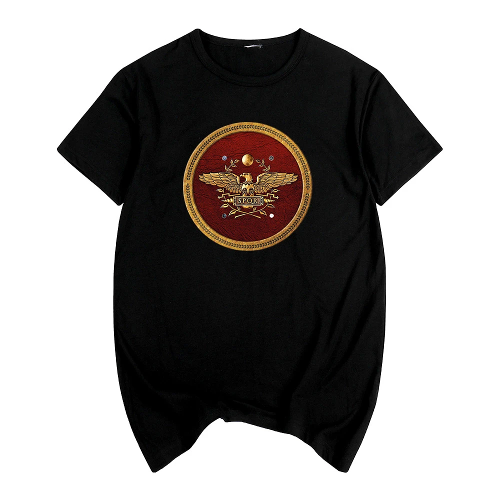 

spqr Roman Empire Gladiator Imperial Golden Eagle Summer print T-shirt Cotton Men T shirt New women TEE