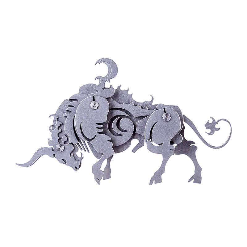 Microworld 3D Metal Chinese Zodiac Cow Model Puzzle Kits DIY Stainless Steel Warcraft Crafts Jigsaw Toys Gifts For Kid  Adult microworld 3d metal puzzle chinese traditional culture lion dancing model kit diy assembled jigsaw toys gifts for adult gifts