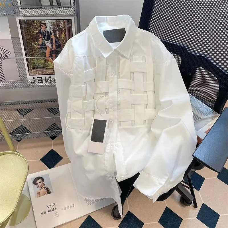 Spring KPOP Fashion Style Harajuku Slim Fit Tops Loose Casual All Match Stripe Outerwear Square Neck Button Long Sleeve Blusa