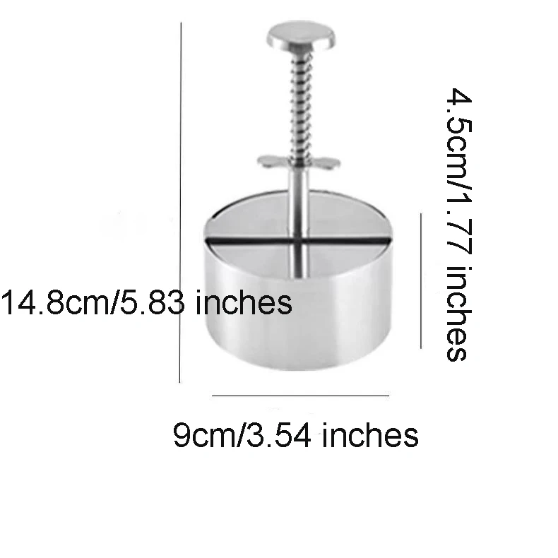 Burger Press Round Shape Stainless Steel Non-Stick Adjustable Hamburger Patty Maker Patty Making Mold Kitchen Tool