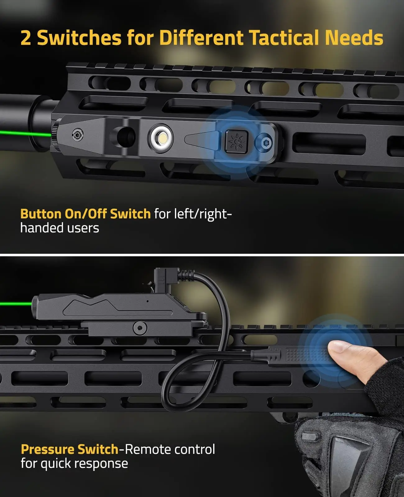 Laser Sight Tactical Sight M-Lok Picatinny Rail Magnetic Rechargeable Battery Rifle Strobe Capability Pressure Switch CVLIFE