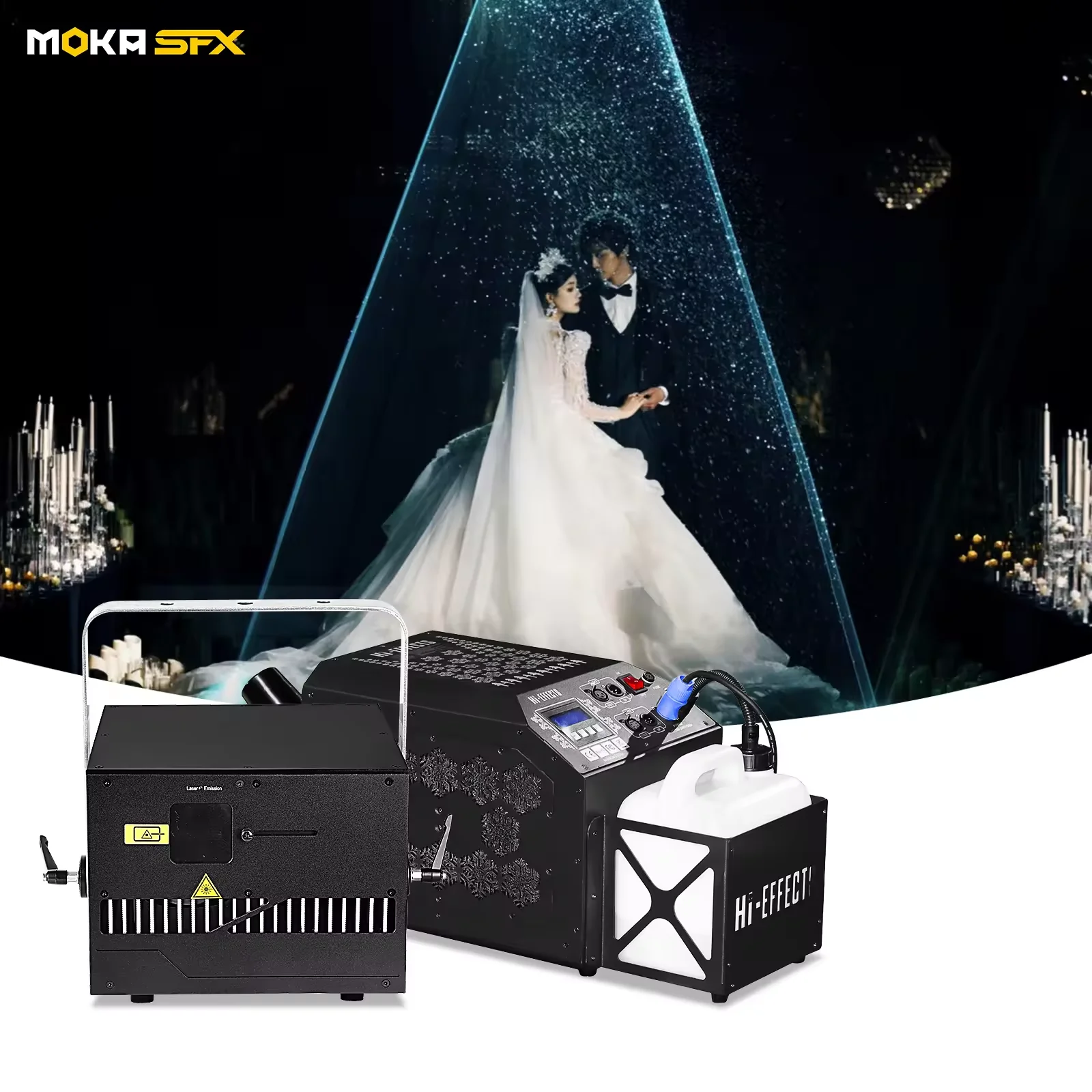 MOKASFX10WRGBLaserLightShowSystemILDADMXSilentSnowMachine