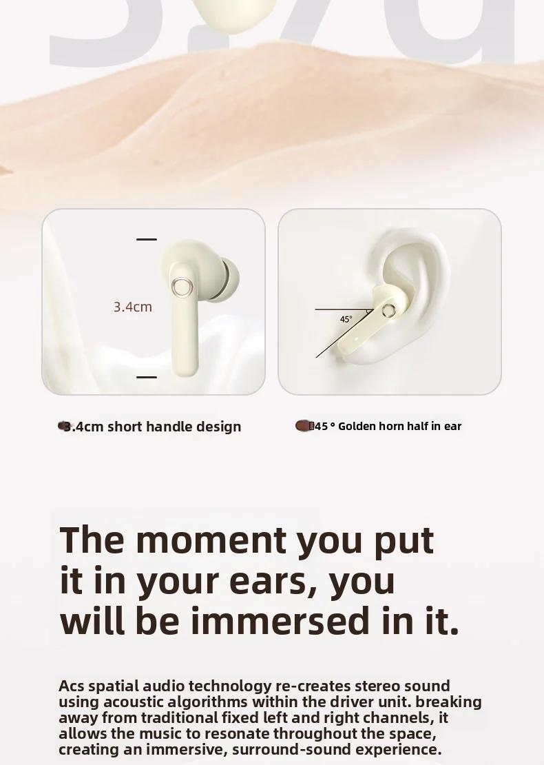 Bluetooth Earphones Comfortable Long-Wearing Earbuds New 2025 Model Pain-Free De