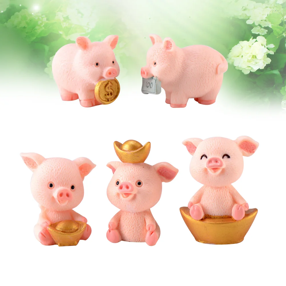 

Garneck Kids Miniature Pig Figurines Resin Garden Cute Piggy Animal Landscape Diy Terrarium Crafts Car Decor