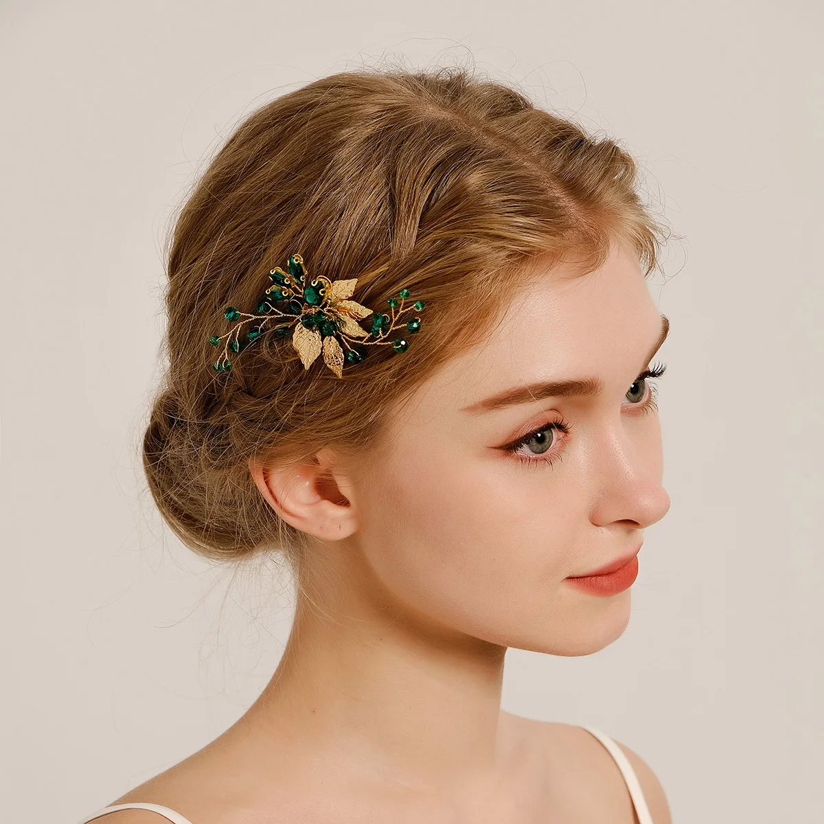 Fashion Green Hair Comb Pin Set Rhinestone Crystal Hair Clip Headpiece Bride Wedding Jewelry Accessories Bridesmaid Gift hair accessories,bridal hair accessories,bridal jewelry set