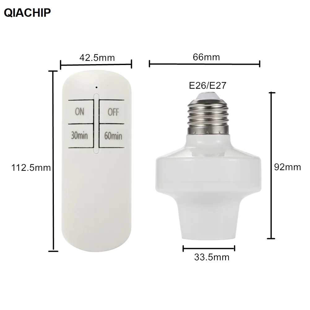 433Mhz E27 lamp holder wireless remote control with 60min 30min E27 110V / 220V power switch socket remote timing switch lights