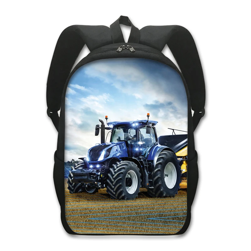 16 Inch Farming Tractor Print Backpack for Teenager School Bags