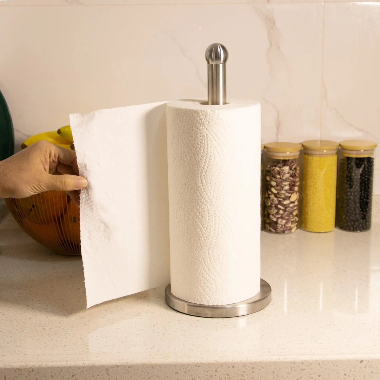 Paper Towel Dispenser Stand Up One-Handed Tear Paper Towel Roll Holder  Removable Paper Towel Holders Space-Saving for Countertop - AliExpress