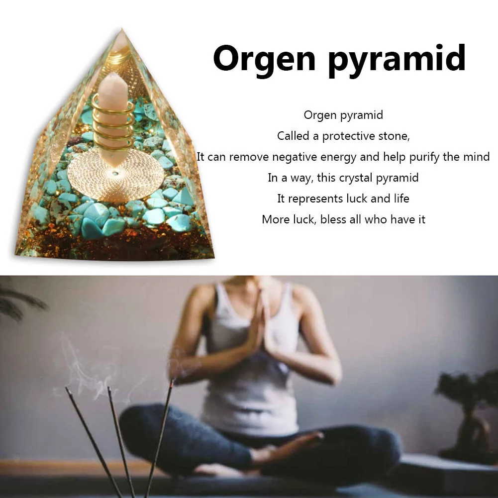Energy Generator Orgone Pyramid Amethyst Peridot Healing Natural Crystal Reiki Chakra Generator Orgonite Pyramid Meditation Tool