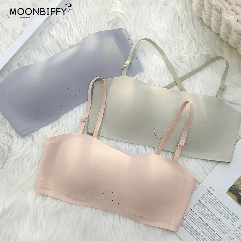 

Бесшовное тонкое противоскользящее нижнее белье, невидимое съемное женское нижнее белье без бретелек, бюстгальтер с поддержкой груди и пуш-ап