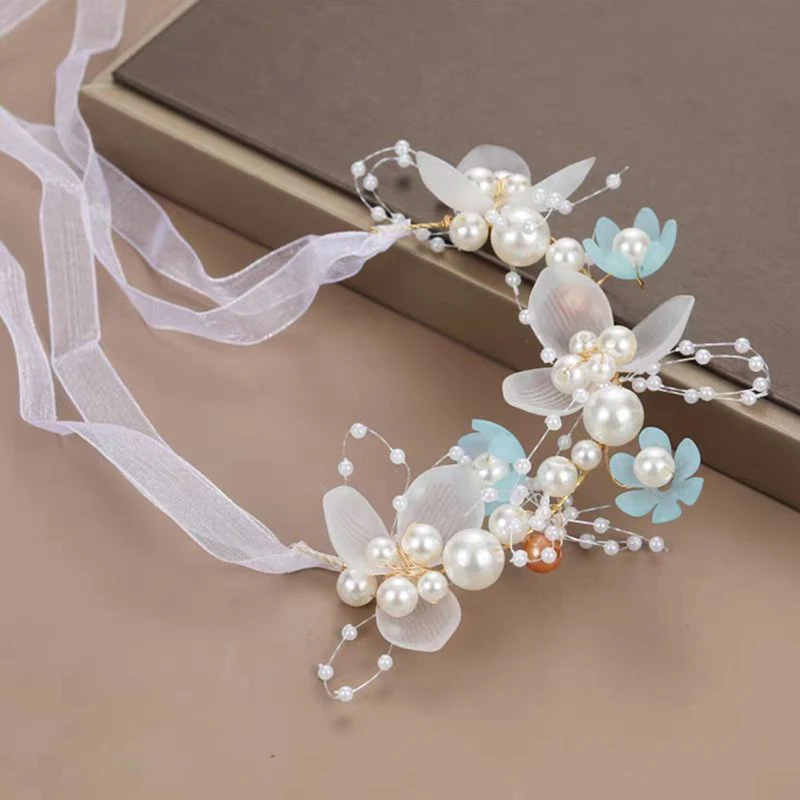 

Girls Princess Headbands Cute Floral Pearl Hair Hoop for Kids Hairstyle Tool Accessories Party Supplies