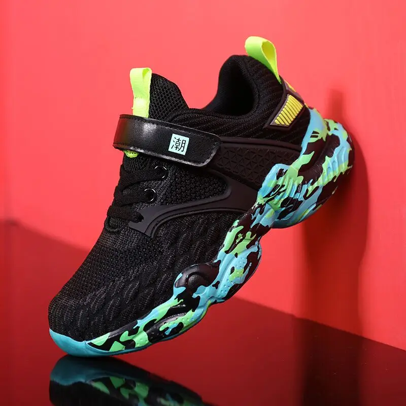 Children Boys Breathable Mesh Shoes Kids Sports and Running Sneakers School Tennis Size 28-39# 5-10y,Black,White,Green. tennis children lightweight casual shoes for baby girls kids boys rubber bottom antiskid outdoor gym mesh breathable sneakers