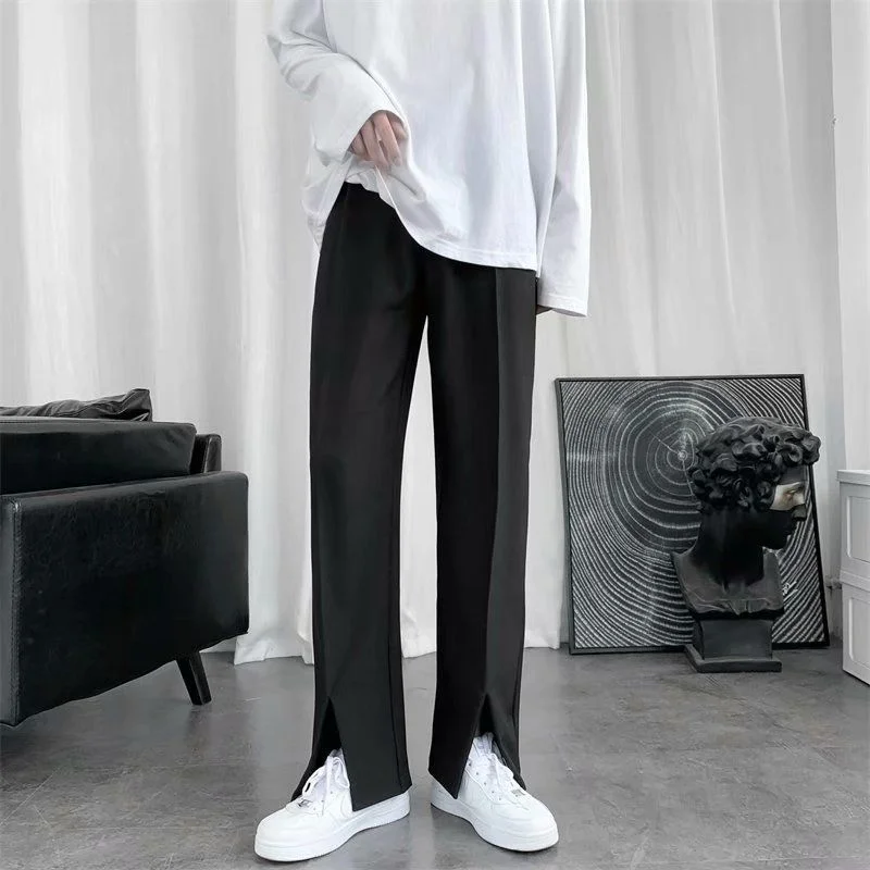 Spring/Summer Black Suit Pants Men Fashion Society Mens Dress Pants Korean Loose Straight Pants Mens Office Formal Trousers 4