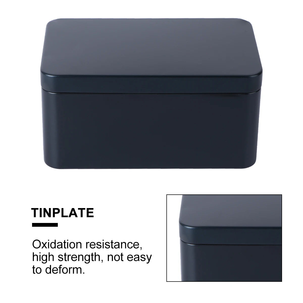 Rectangular Tinplate Box Mini Portable Tea Leaf Storage Container Candies Organizer Home Storage Box-13x8x6cm (Black) tea tin box airtight container