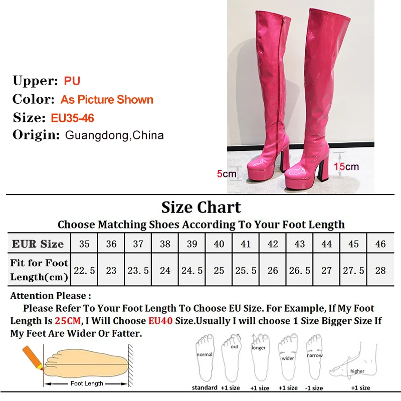 New Exotic Women Over Knee Boots Sexy Fetish 15cm Club Pole Dance Strippers Boots Pink Patent Leathe Platform High Heel Boots