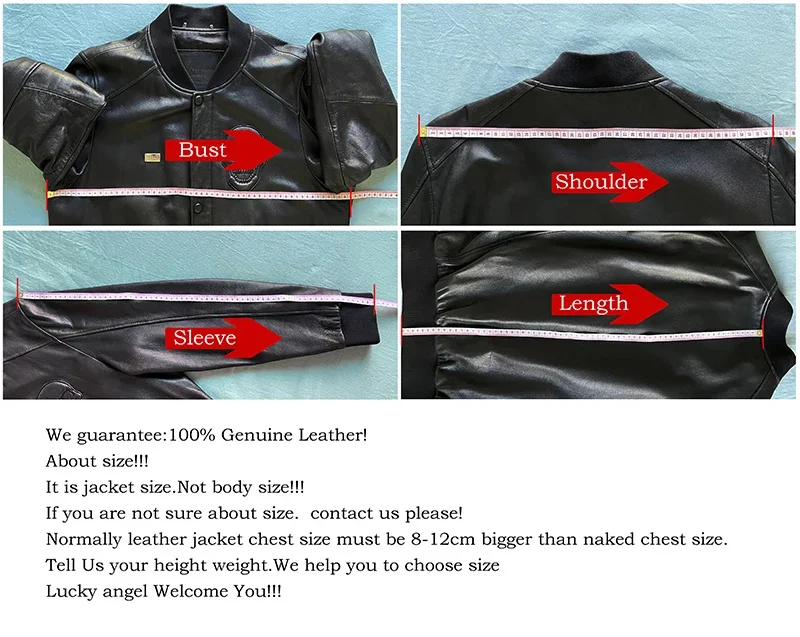 Description Picture 3 of itemCartoon sports casual men leather baseball clothes autumn models fat plus size large standing collar oil wax cowhide jacket top