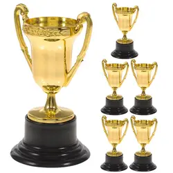 6PCS Gold Plastic Trophies Winner Trophies Kids Trophies Children Trophies Toy Soccer Baseball Carnival Prize Party Favors
